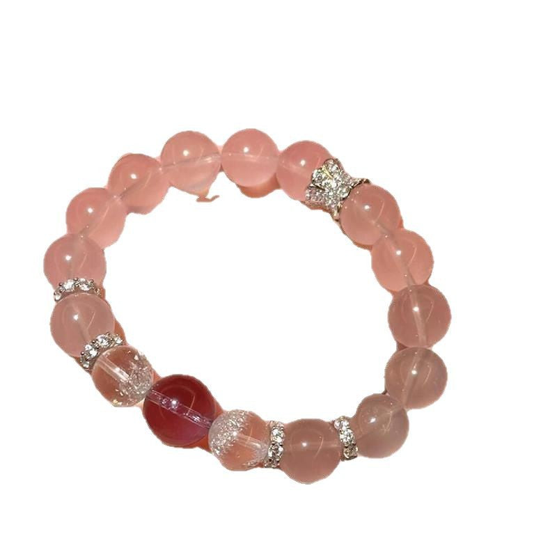 Madagascar Imitation Ice Pink Bracelet Peach Blossom Pink Crystal Bracelet Amethyst Transfer Beads for Women